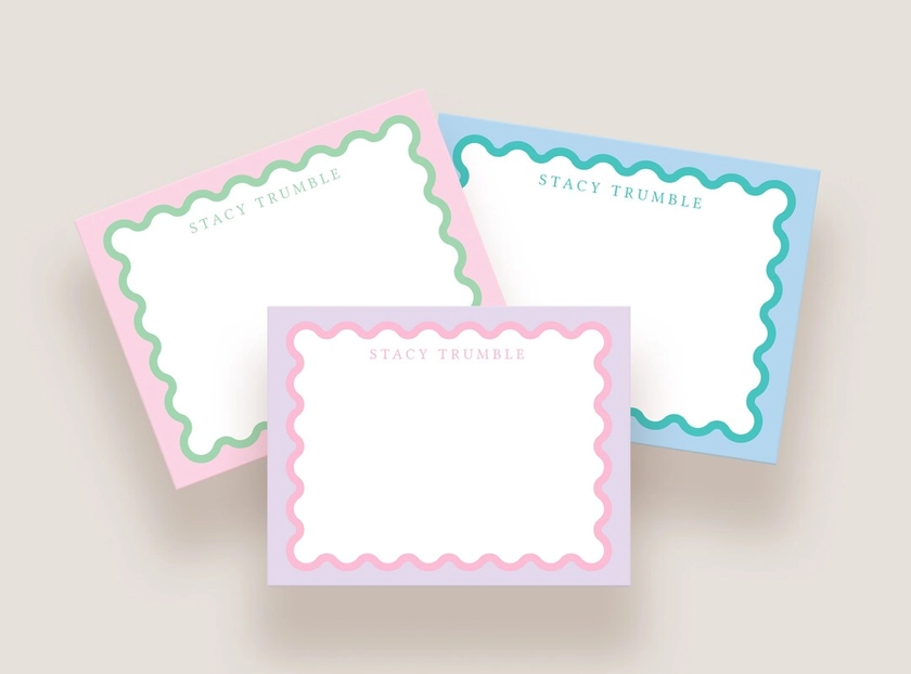 Scallop Stationery Notecards - Custom Color Options Available