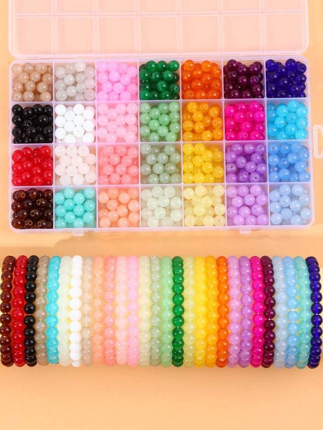 700pcs 8mm Glass Beads In 28 Colors For Diy Bracelet And Jewelry Making