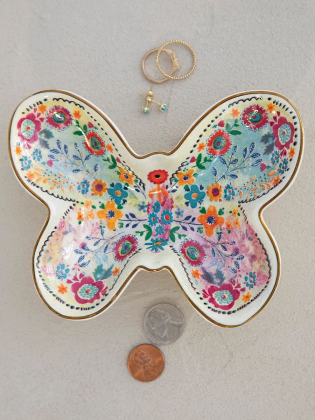 Shaped Ceramic Trinket Bowl - Butterfly
