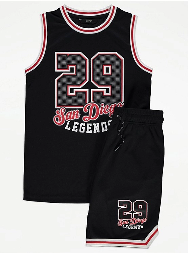 Black San Diego Legends Basketball Vest and Shorts Outfit