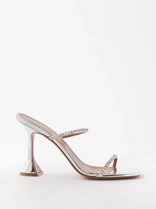 Sandales en cuir effet miroir à cristaux Gilda 95