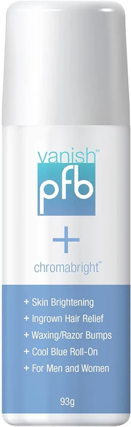 PFB Vanish Razor Bump Stopper Skin Care Treatment with Chromabright Dark Spot Remover, Roll On Formula Treats Ingrown Hairs and Razor Burns - 93g