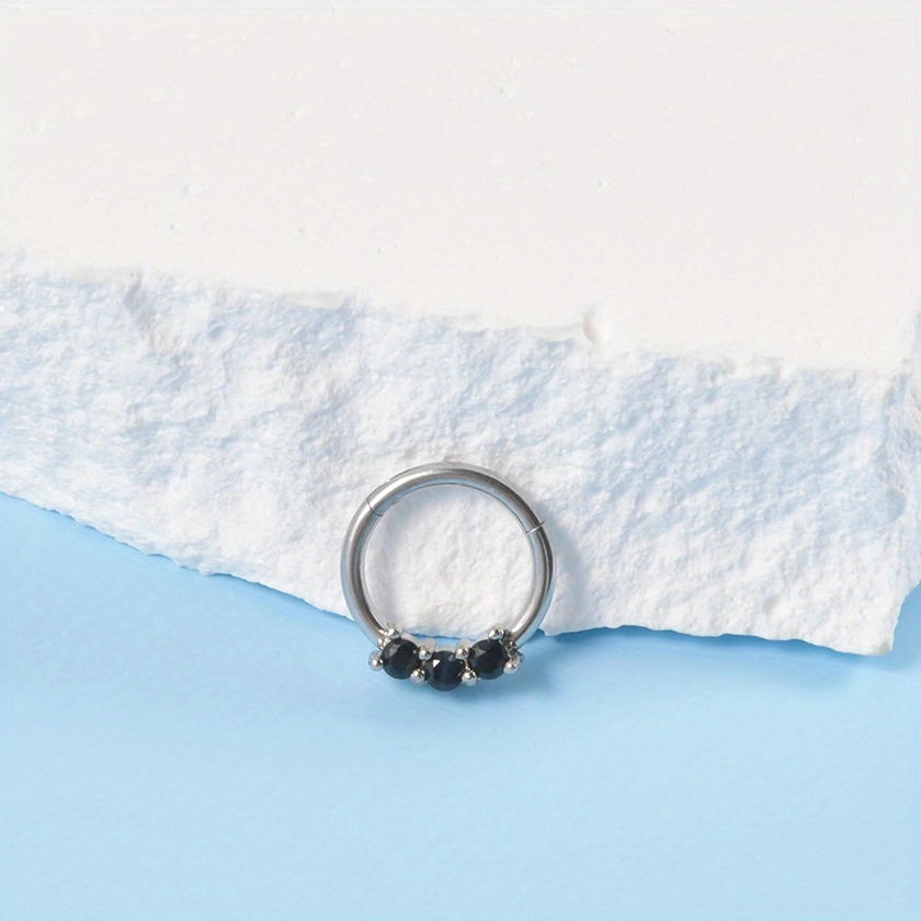 Nose Septum Hoop Ring Inlaid Opal Elegant Body Piercing Jewelry
