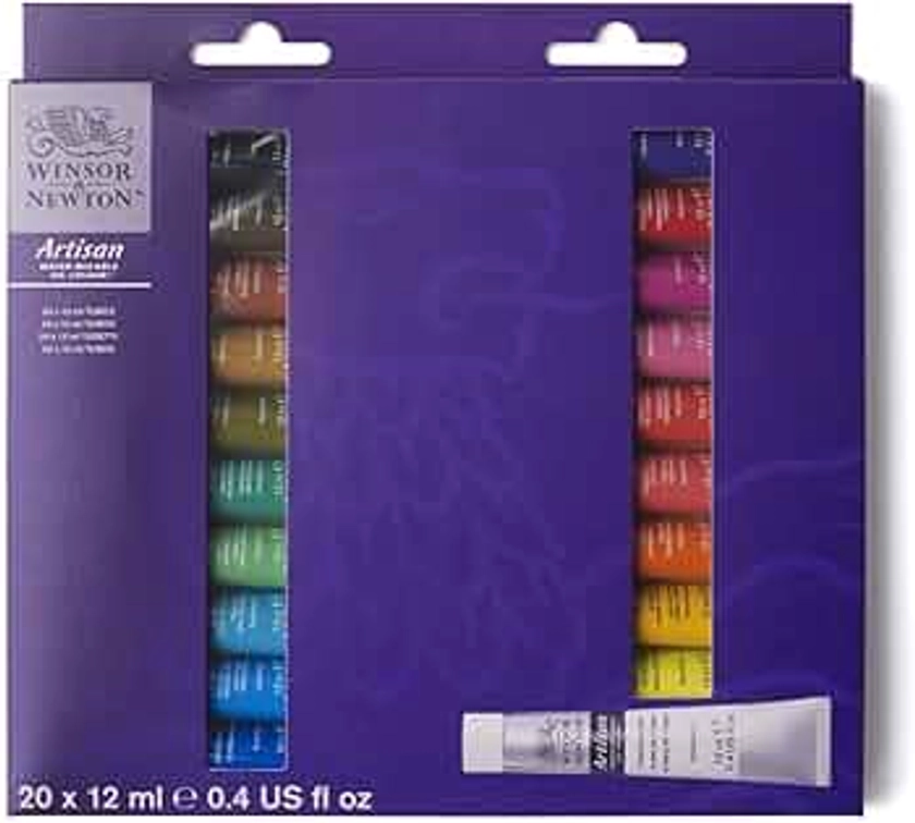 Winsor & Newton Artisan Water Mixable Oil Color Paint, 0.4-oz (12xml) Tubes, Set of 20