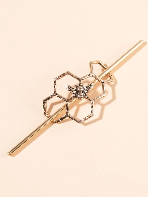 Bee Decor Hair Slide With Stick