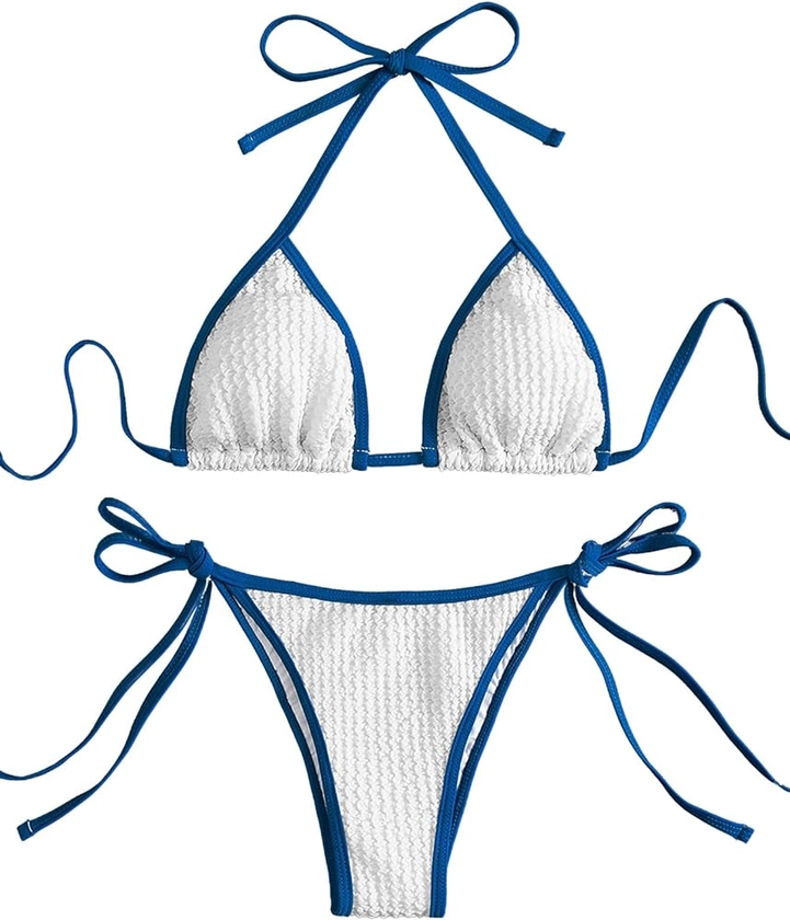 SHENHE Women's Sexy Bikini Sets Ring Triangle Tie Bathing Suits 2 Piece Swimsuits
