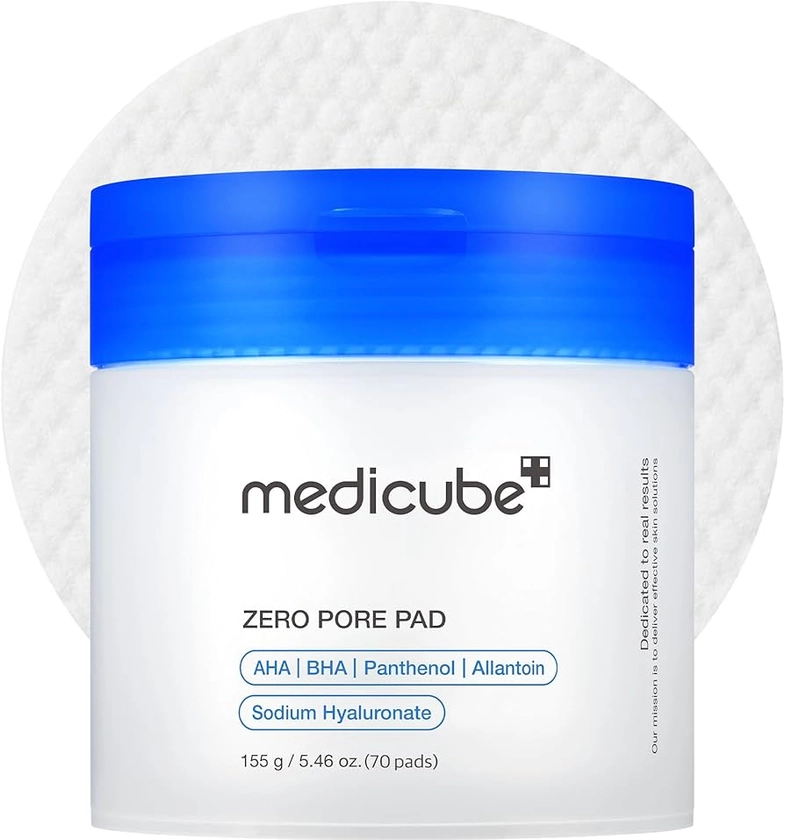 Medicube Zero Pore Pads 2.0 - Dual-Textured Facial Toner Pads for Exfoliation and Minimizing Pores with 4.5% AHA Lactic Acid & 0.45% BHA Salicylic Acid - Ideal for All Skin Types - Korean Skin Care