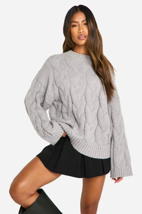 Drop Shoulder All Over Cable Oversized Jumper