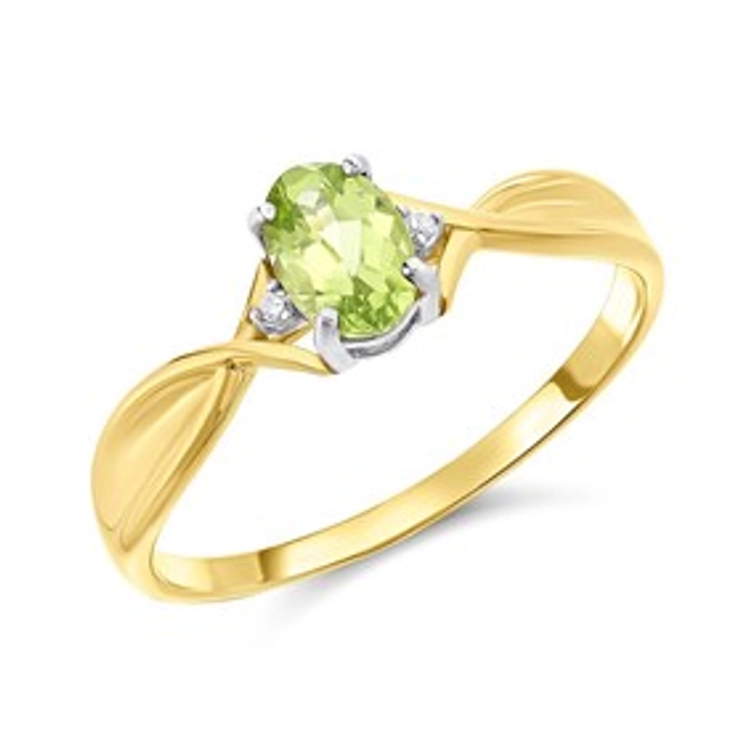 9ct Gold Peridot And Diamond Ring - R0960-K