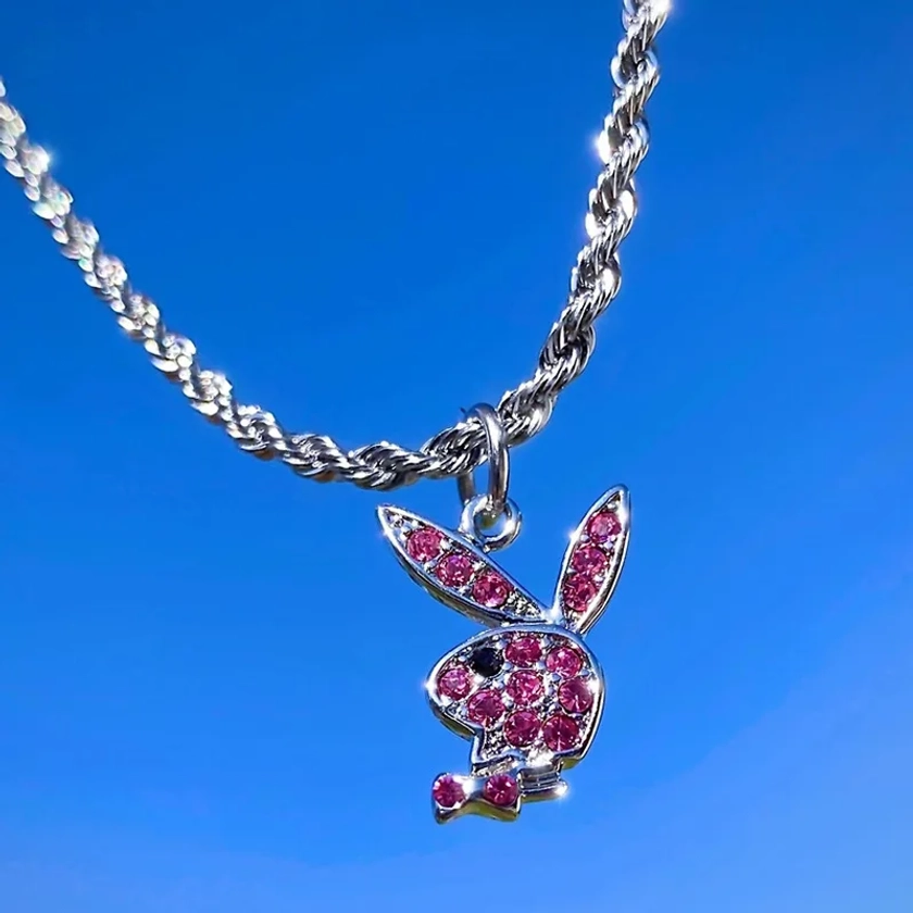 2022 New Fashion Net Red Zircon Rabbit Ladies Necklace Hip Hop Rock Pendant Necklace White Rabbit Clavicle Chain Jewelry Girl