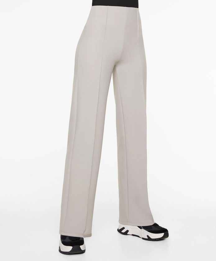 Neoprene-effect straight-leg trousers