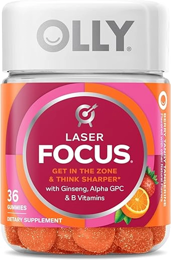 OLLY Laser Focus Gummy - Ginseng, Alpha GPC, Vitaminas B, Sabor Berry Tangerina - 36 Unidades - Vitaminer Shop