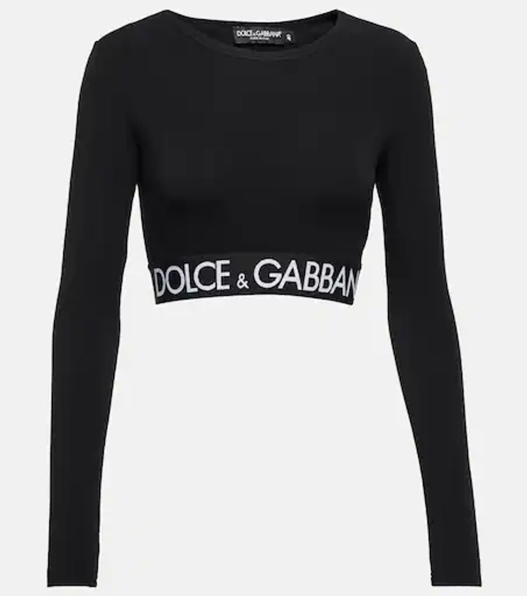 Logo cotton-blend crop top in black - Dolce Gabbana | Mytheresa