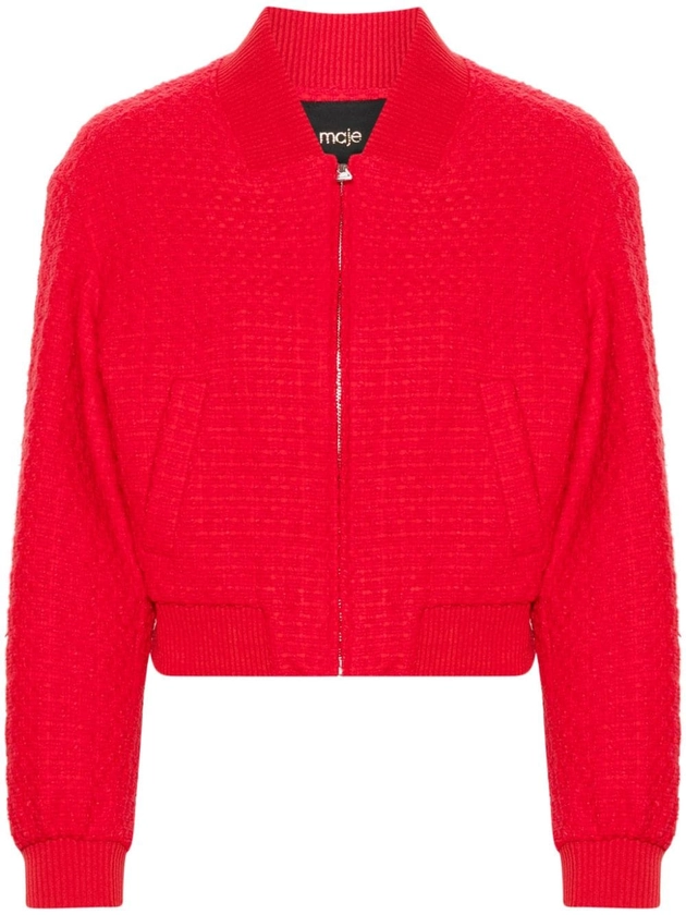 Maje Cropped Tweed Jacket | Red | FARFETCH