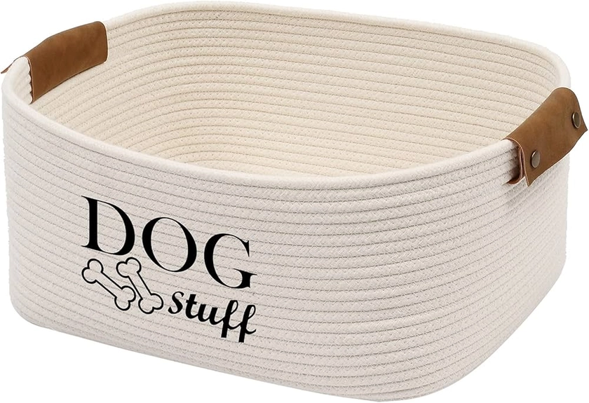 Pet Supplies : Geyecete Square Dog Toy Basket Storage Cotton Rope Storage Basket Pet/Pet Toy and Accessory Storage Bin Doy Toy Box-Beige : Amazon.com