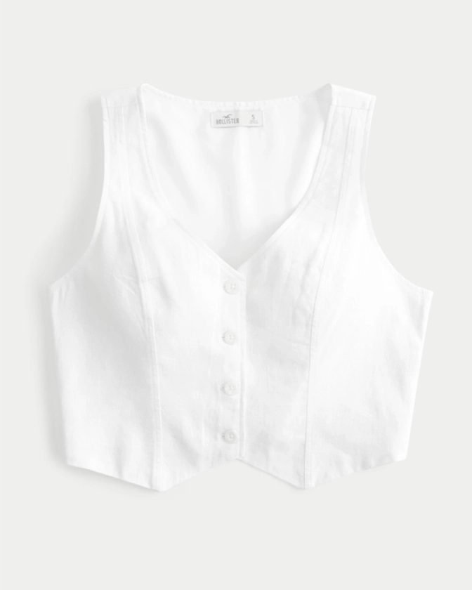 Women's Linen Blend Vest | Women's Tops | HollisterCo.com