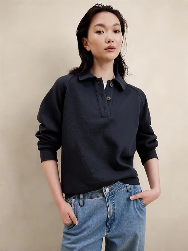 Double Twill Polo Sweatshirt