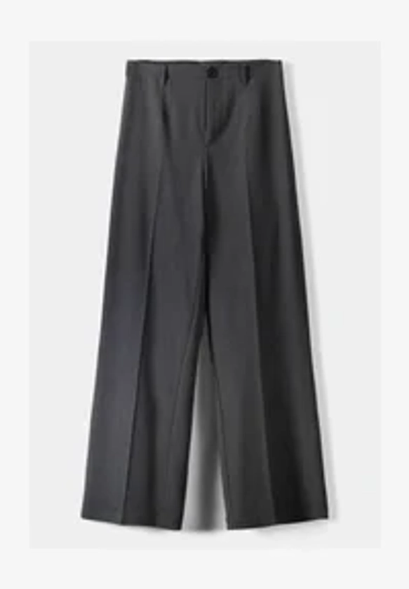 Bershka WIDE TAILORED - Pantalon classique - mottled dark grey/gris - ZALANDO.BE