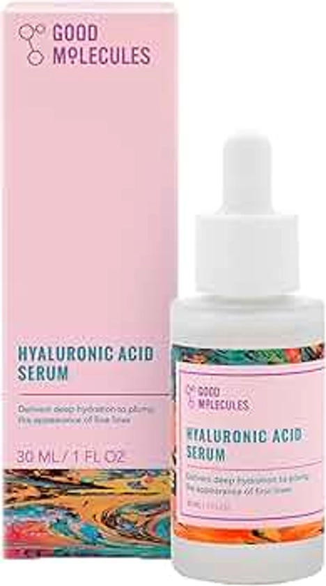 Good Molecules Hyaluronic Acid Serum - Hydrating, Non-greasy formula to Moisturize, Plump - 1% HA, Anti-aging, Water-Based Skincare for Face