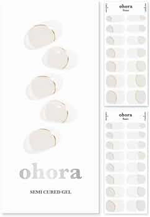 ohora Semi Cured Gel Nail Strips (N Sylph) - Works with Any UV Nail Lamps, Salon-Quality, Long Lasting, Easy to Apply & Remove - Includes 2 Prep Pads, Nail File & Wooden Stick