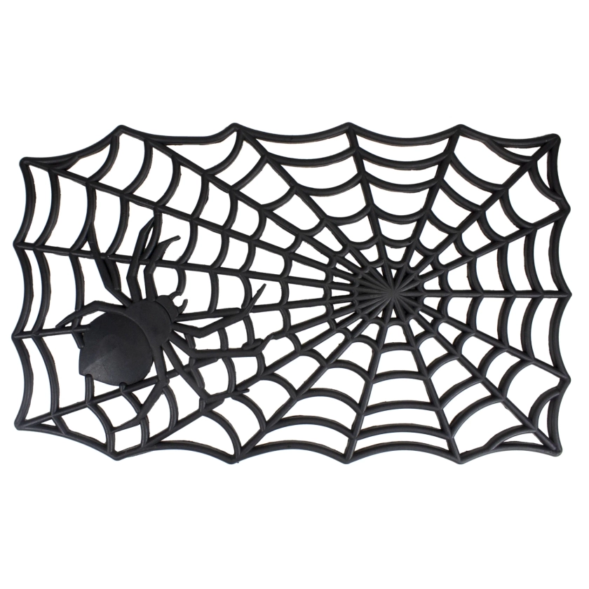 Northlight Spider Web Rectangular Halloween Doormat - Black - 18" x 30"