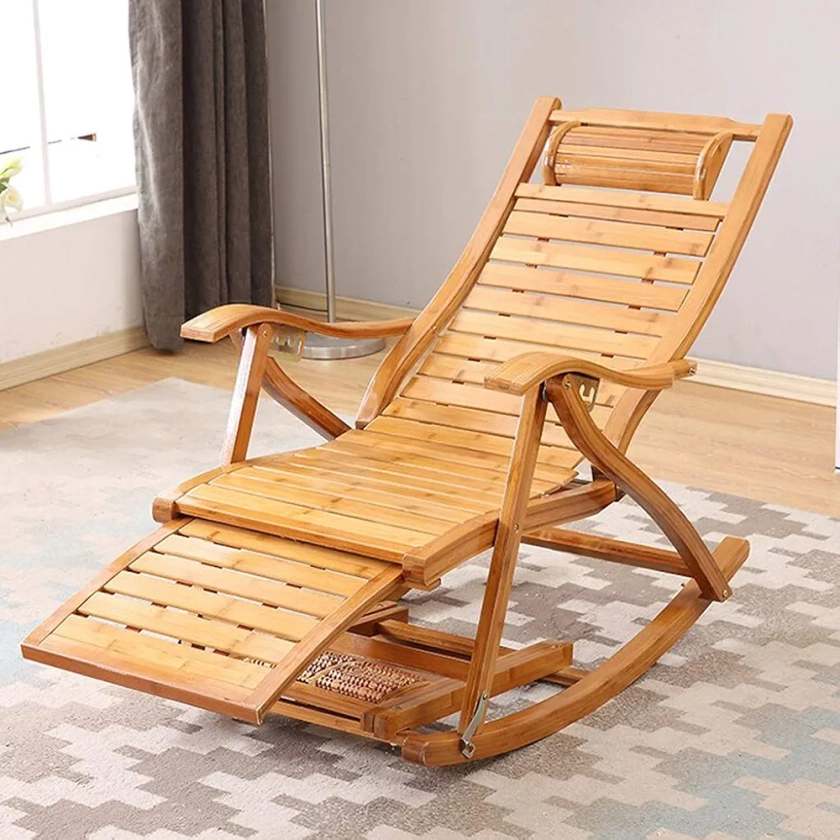 URBANCART Durable Heavy-Duty ® Relax Bamboo Wooden Rocking Chair for Home Living Room and Outdoor Lounge, Brown (Design-1) : Amazon.in: Home & Kitchen