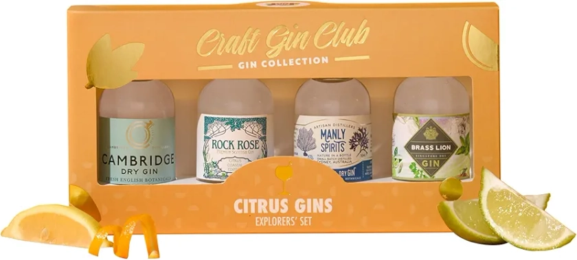 Citrus Miniature Gins Gift Set- Craft Gin Club Explorers' Set - Zesty and Juicy Citrus Flavour - Gin Lover Gift Set - Pack of 4 x 50ml