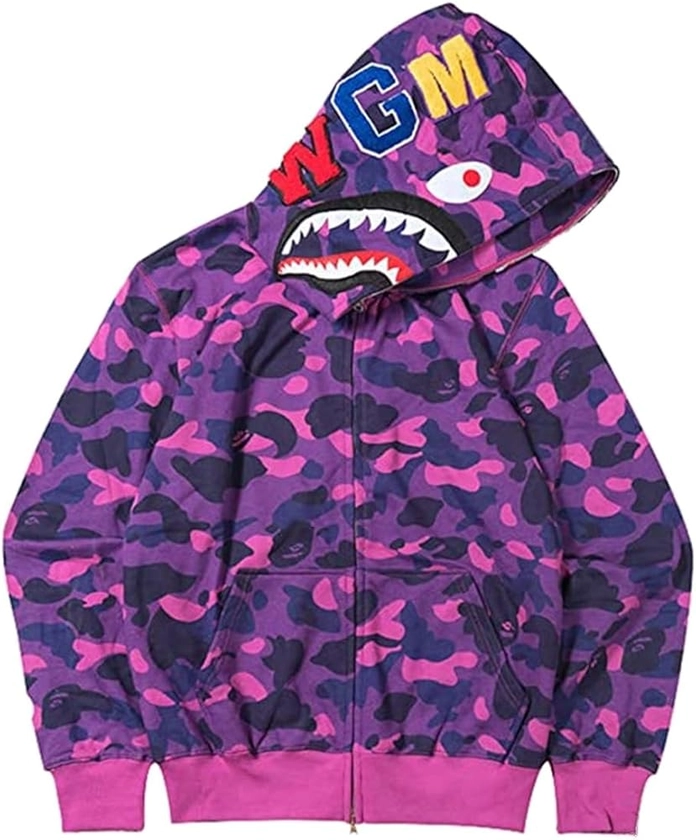 MINIDORA BAPE Shark Hoodie Camo Shark 3D Print Zipper Jacket Sweatshirt Camouflage pour Homme Garçon