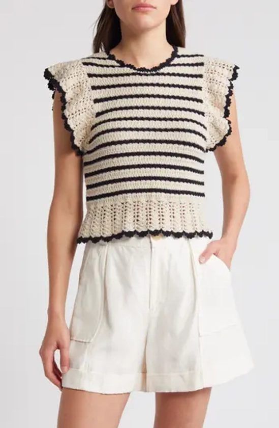 Rails Coen Ruffle Sleeve Peplum Cotton Sweater | Nordstrom