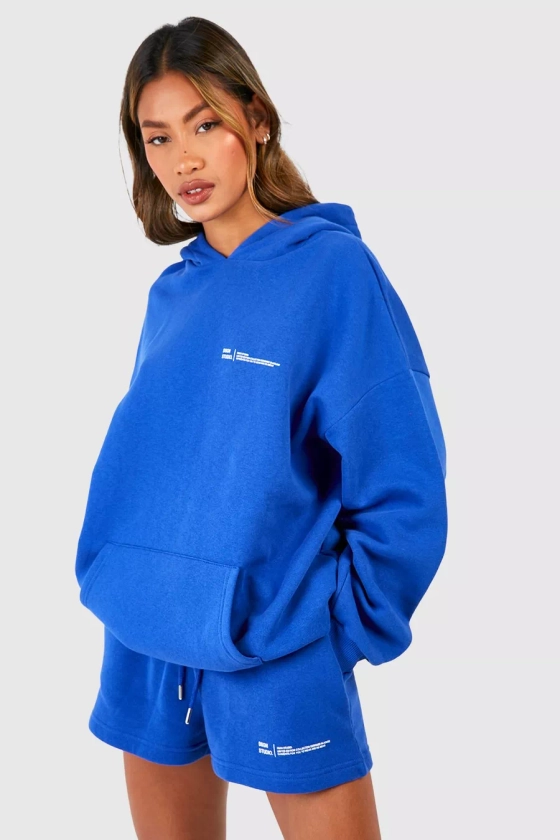 Text Print Hooded Short Tracksuit