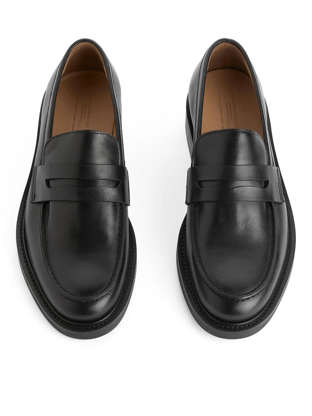 Leather Penny Loafers – Black – Men – ARKET NL