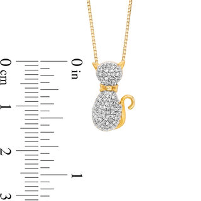 1/5 CT. T.W. Diamond Cat Pendant in Sterling Silver with 18K Gold Plate