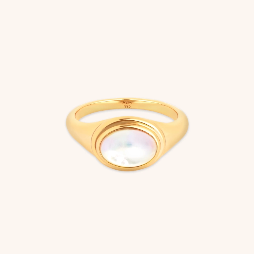 Mother of Pearl Gold Cocktail Ring | Astrid & Miyu Rings