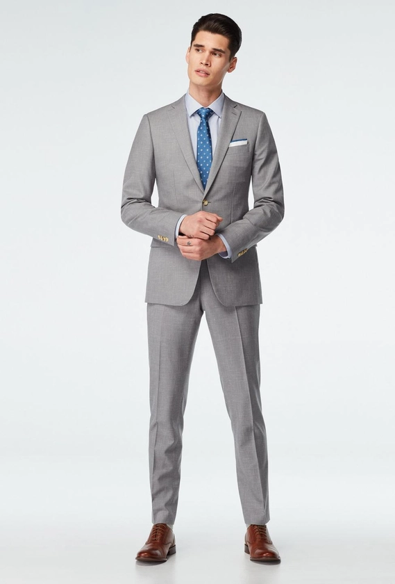 Custom Suits Made For You - Stockport Wool Linen Light Gray Suit | INDOCHINO