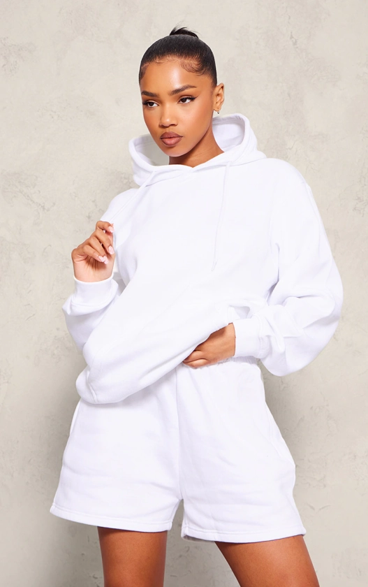 White Oversized Fit Sweat Hoodie | Tops