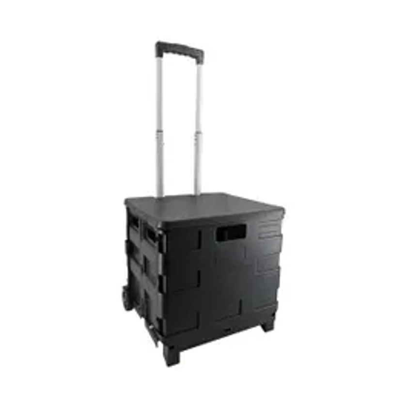 Nautilus Plastic Folding Trolley Crate with Lid Black