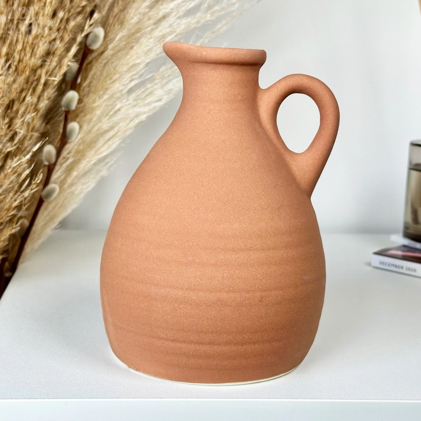 Darthome Terracotta Jug Vase With Handle 12x17x12cm