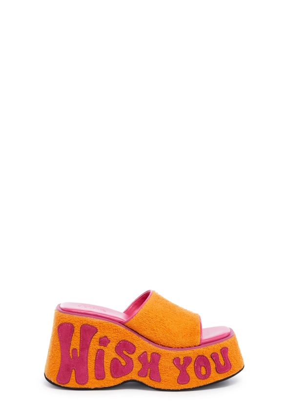 Delias Terrycloth Wish You Were Here Platform Sandals - Orange