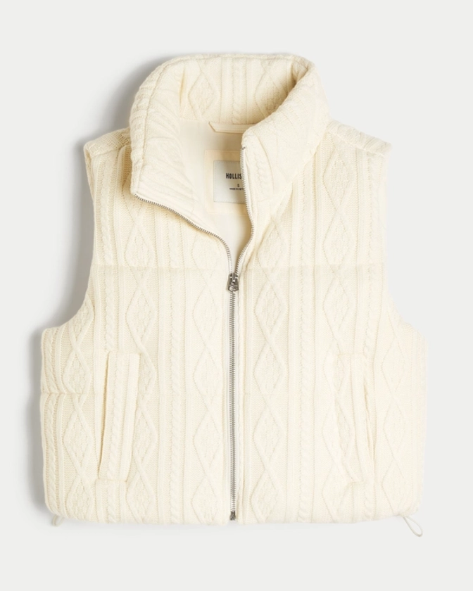 Women's Sweater-Knit Mini Puffer Vest | Women's Jackets & Coats | HollisterCo.com