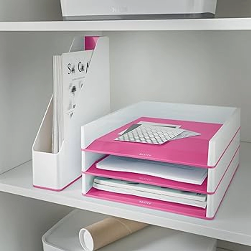 Leitz TS-120555 Wow A4 Duo Colour Magazine File, 73mm x 318mm x 272mm, Pink