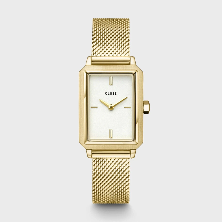 Fluette Watch Mesh White, Gold Colour