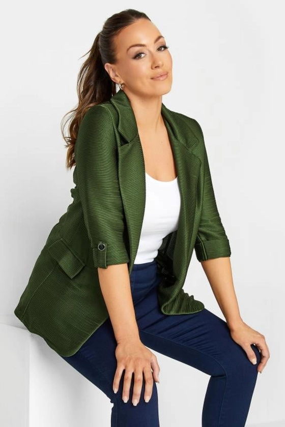 M&Co Khaki Green Textured Blazer | M&Co