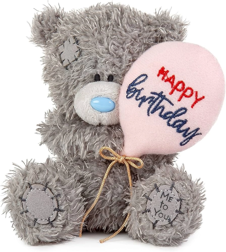 Me to You Tatty Teddy 10cm Happy Birthday Bear Holding Balloon - Official Collection, Grey