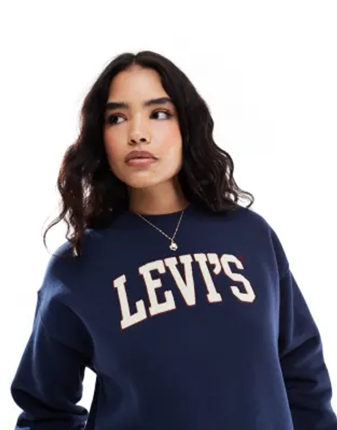 Levi's Salinas varsity chenille logo relaxed fit sweatshirt in navy | ASOS