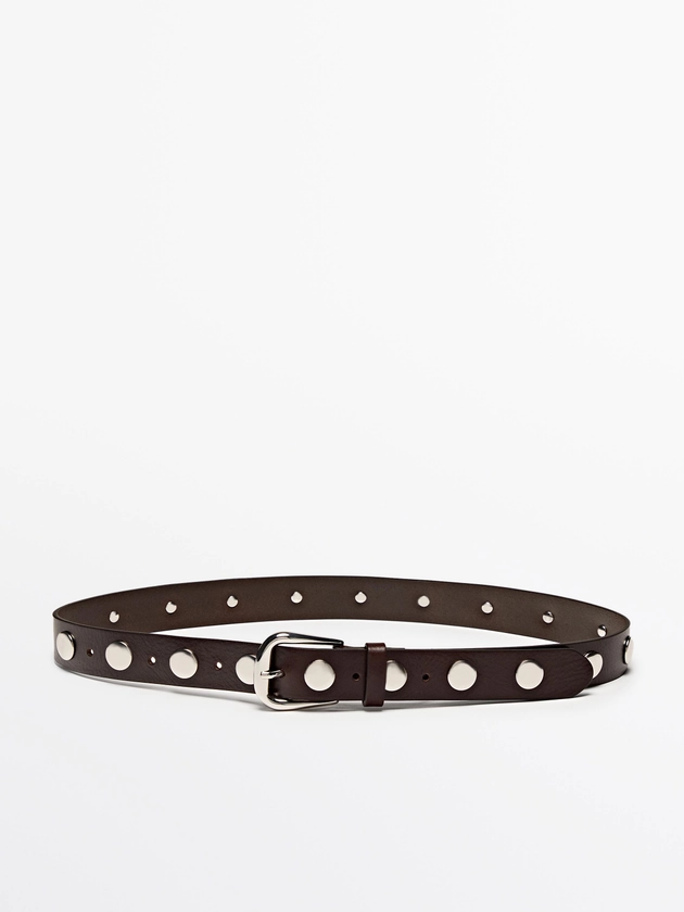 Riem van nappaleer met studs · Bruin · Ceintuurs | Massimo Dutti