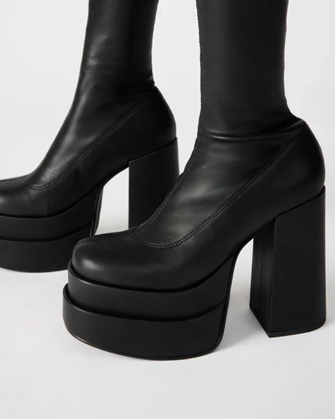 CYPRESS Black Platform Boots | Women&#39;s Vegan Leather Boots &ndash; Steve Madden