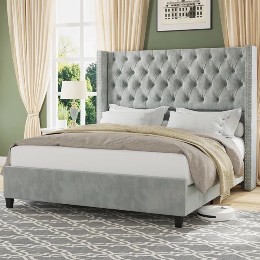 Dillwyn Upholstered Metal Wingback Bed