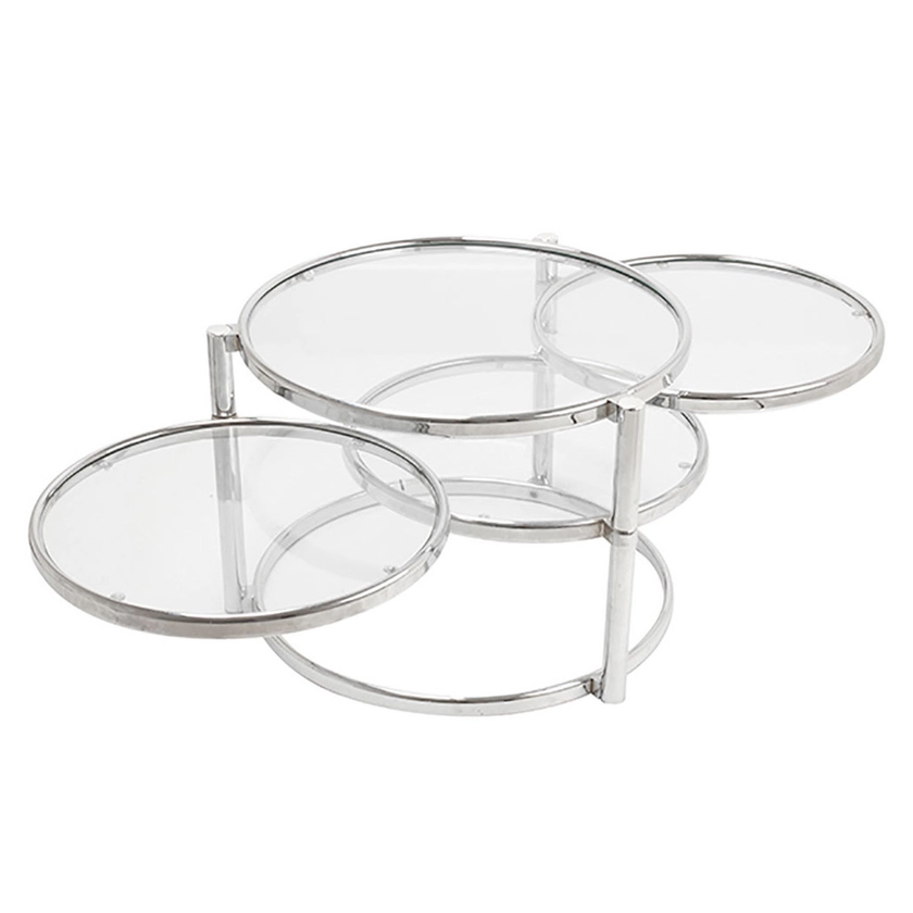 Table Triple Pivotante En Verre Et Chromé Argent