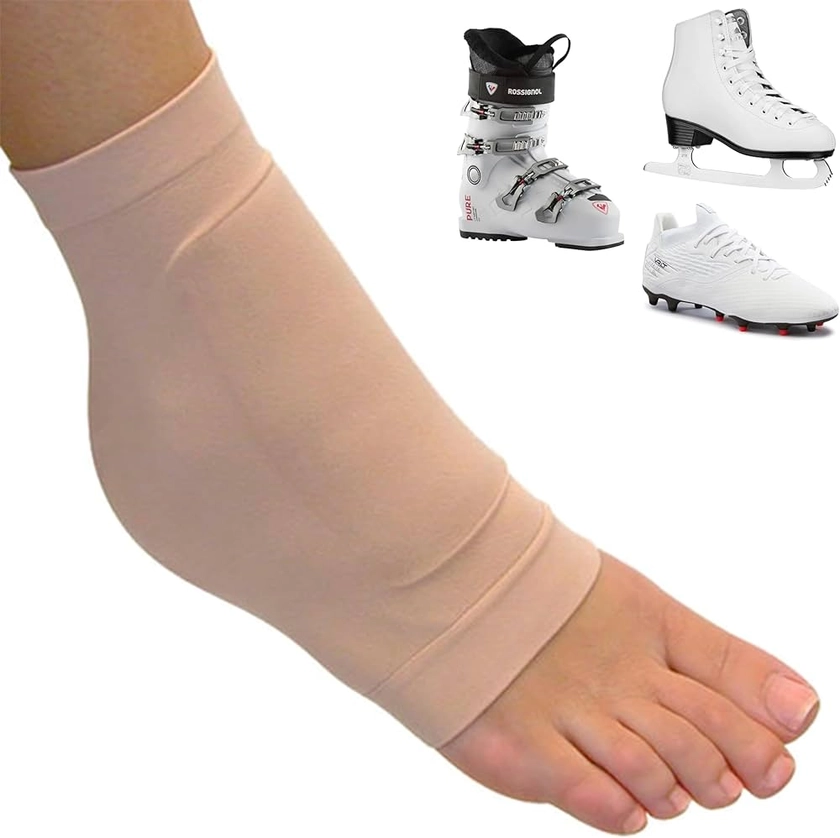 Lace Bite Ankle Sleeve with Dorsal Protection - 1 Sleeve Pack - Silicone Gel Foot Guard for Skates, Ice Skating and Ski Boots - Ideal for Football and Ice Skate Protection