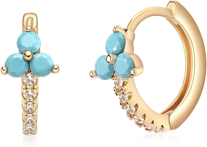 Amazon.com: VACRONA Huggie Earrings for Women 18k Gold Plated Turquoise Huggie Hoop Earrings Cute Earrings Gifts for Her (3 turquoise huggie): Clothing, Shoes & Jewelry